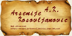 Arsenije Kosovljanović vizit kartica